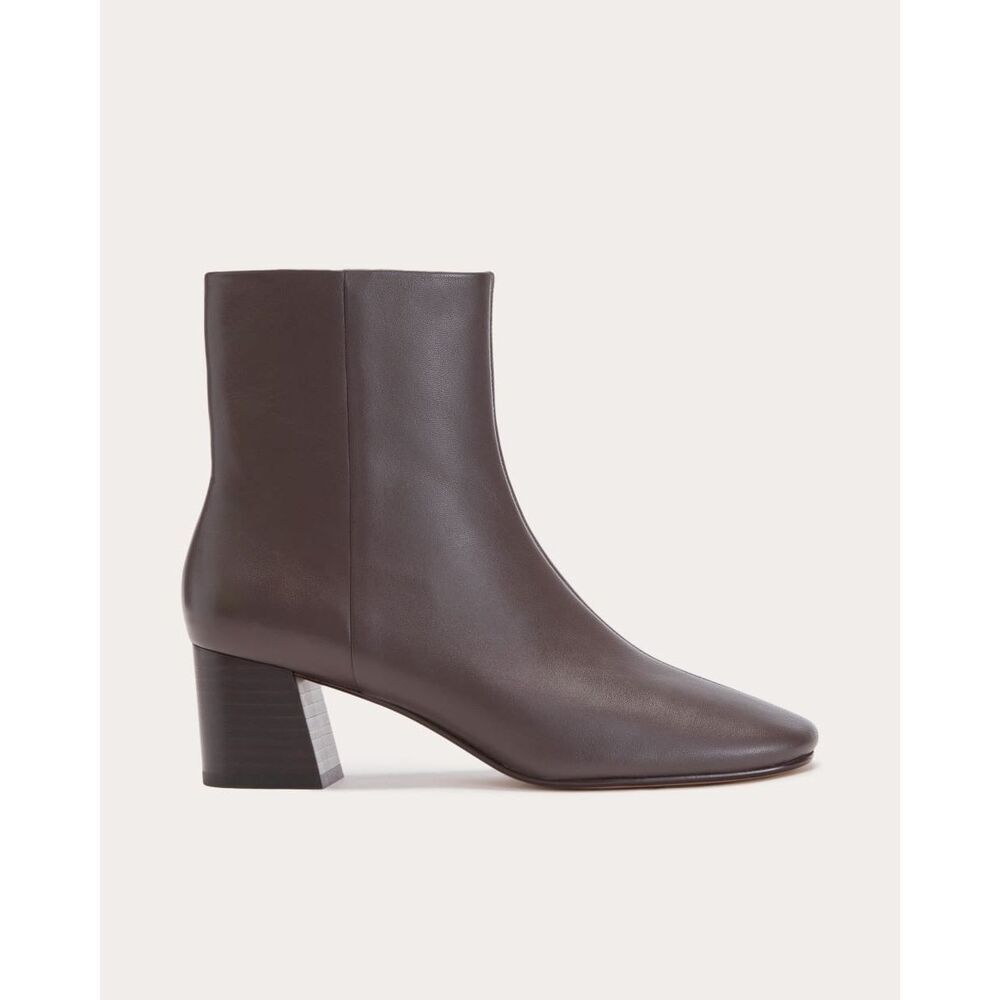 Everlane THE DAY BOOT Dark Brown Leather Ankle Boots Block Heel Minimalist 5 NWB